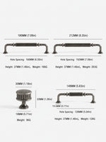 Antique silver reeded cabinet hardware dimensions — knob 30mm, pulls 128/160/192mm