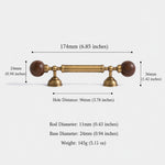 Walnut ball pull 96mm dimensions — 174mm total length