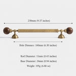 Walnut ball pull 160mm dimensions — 238mm total length