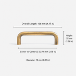 Brushed brass cabinet pull with 96mm(3.78in) center-to-center hole spacing, solid brass drawer handle for kitchen cabinets and furniture