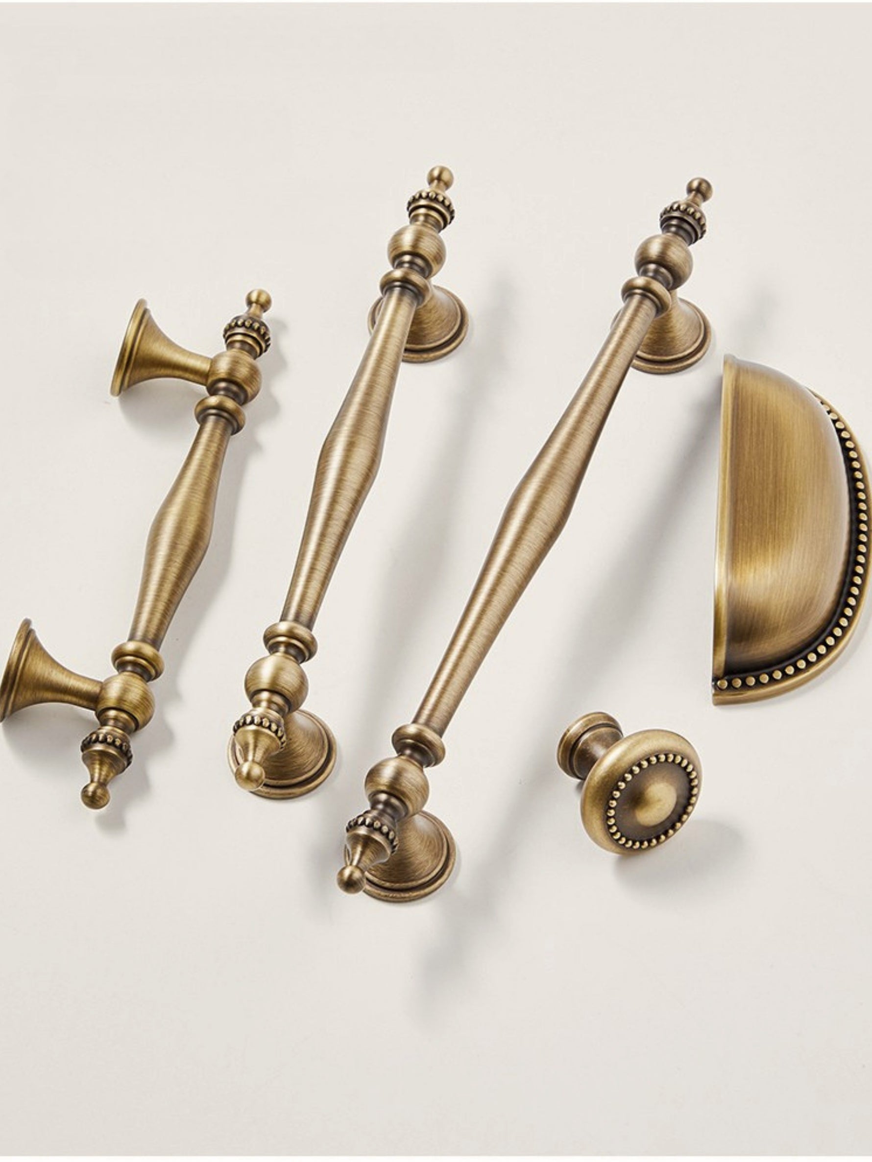 Antique Brass Victorian Cabinet Pull Cup Pull and Knob Set OlumeHardware