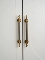 Antique Brass Fluted Bar Pull on White Wardrobe