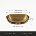 Antique Brass Beaded Cup Pull 76mm Solid Brass OlumeHardware