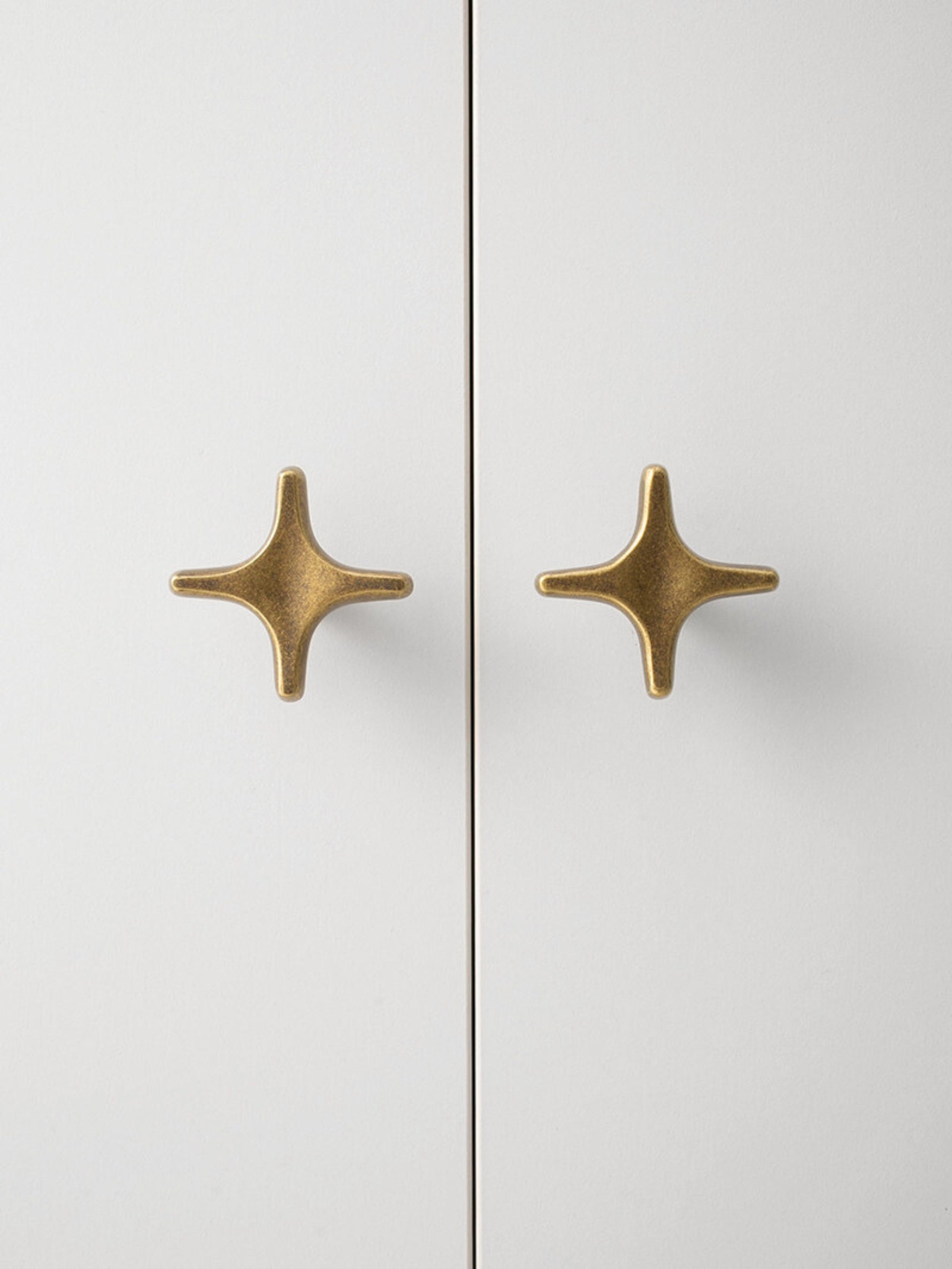 Antique Brass Star Knob Close Up Boho Cabinet Hardware OlumeHardware