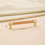 Wood brass cabinet handle, 128mm hole center dimension.