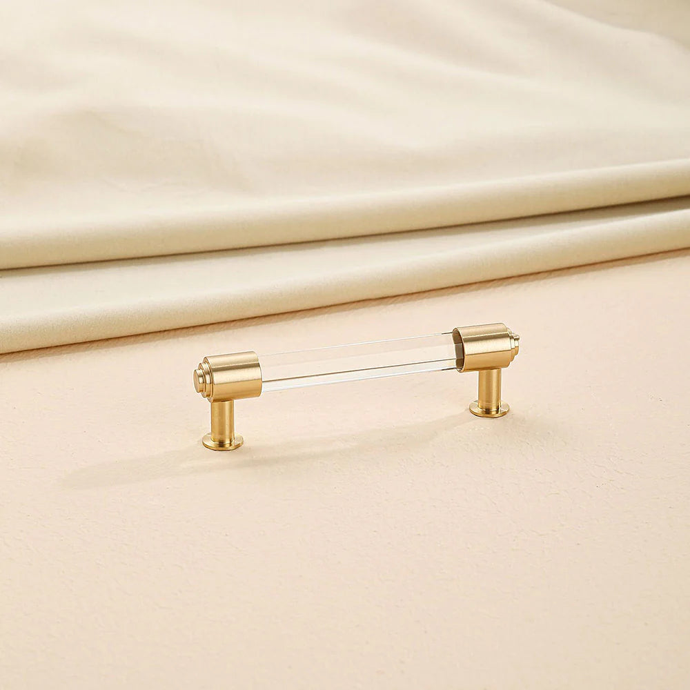 Crystal brass cabinet handle