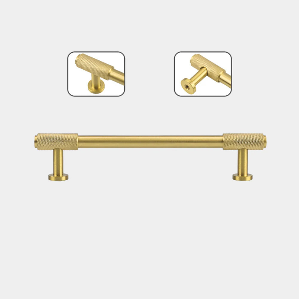 Brass kitchen cabinet pull handle in vintage finish