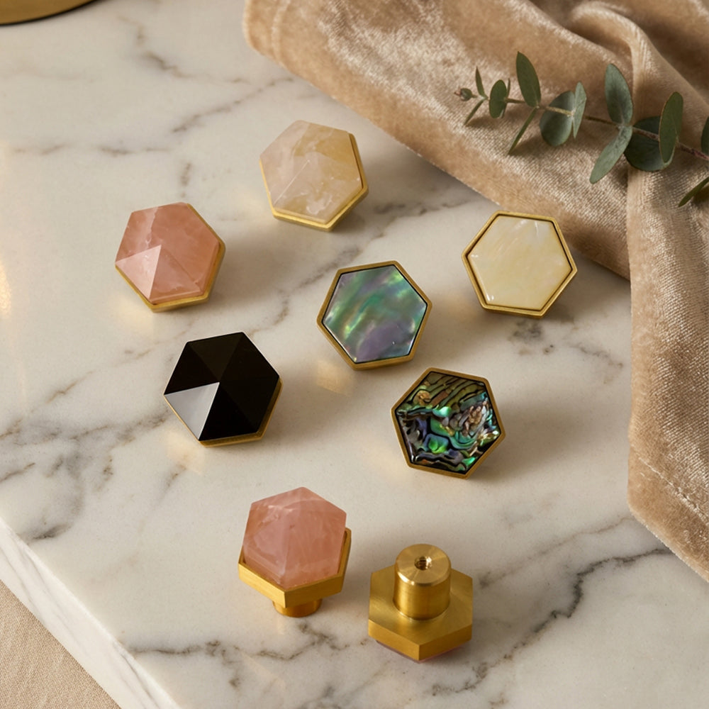 PINKA Pink Crystal Brass Cabinet Knobs
