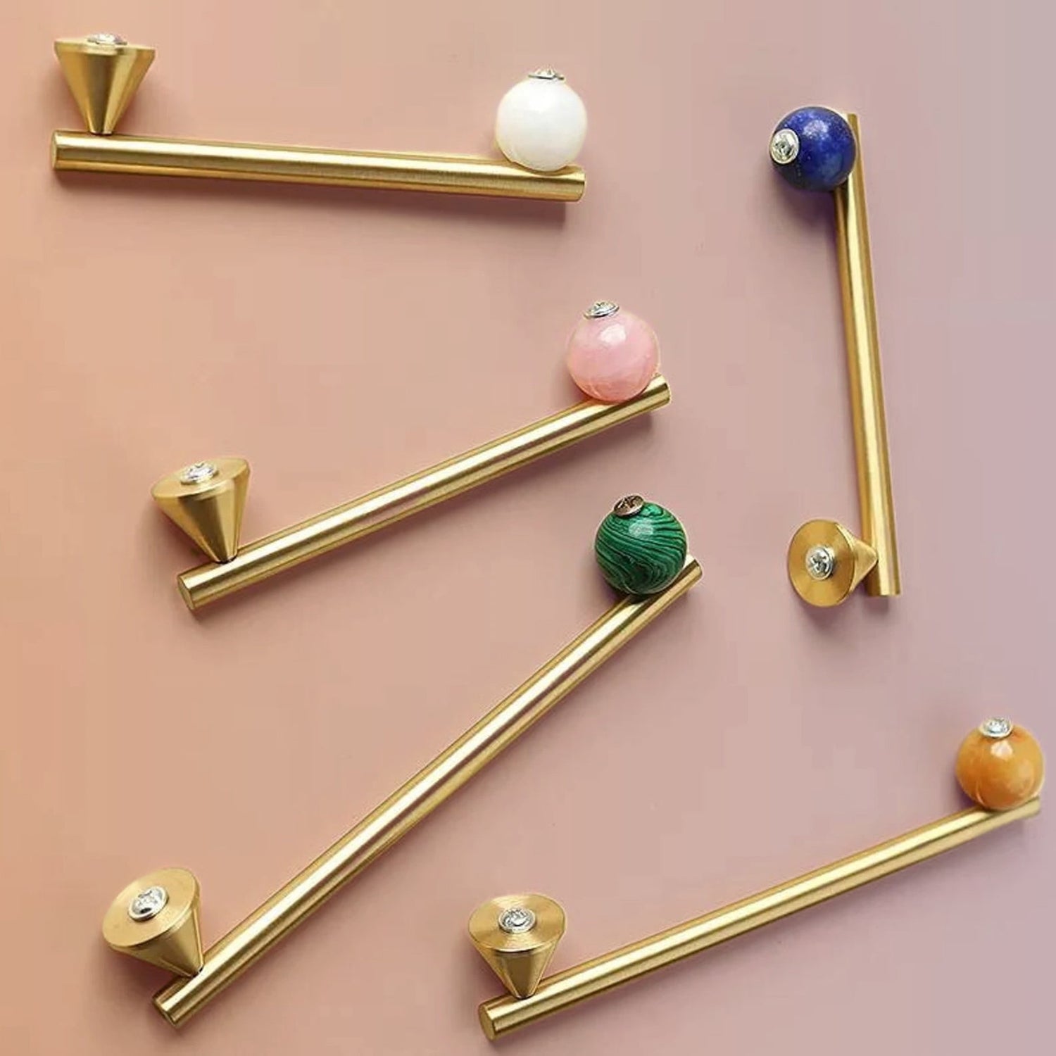 SACHI Brass Cabinet Pulls With Crystal Quartz